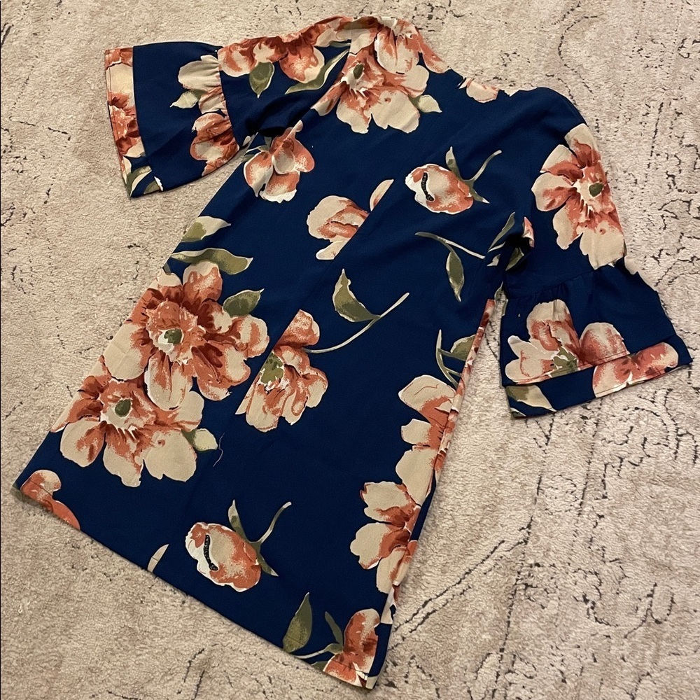 Floral Navy Women's knee length dress - Picture 7 of 13